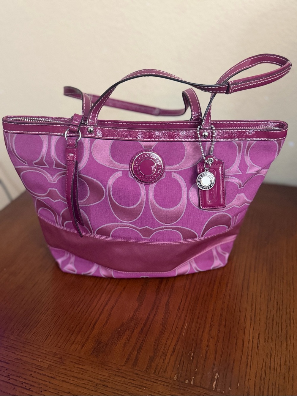 Coach Two-Tone Pink Signature Tote